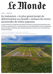 Le Monde article about deforestation in Indonesia