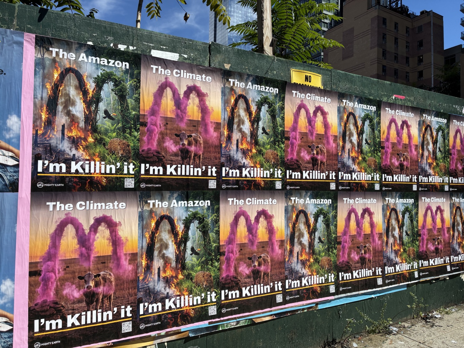 Wheatpaste poster during the "Killin' It" campaign targeting McDonald's locations in New York.